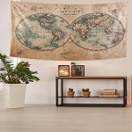 Pelangi Dünya Haritası Leke Tutmaz Kadife Dokulu Kumaş Duvar Örtüsü Duvar Halısı Tapestry - 70 x 100 cm