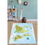 Pelangi Eğitici Harita Yıkanabilir Kaymaz Taban Leke Tutmaz Çocuk Odası Halısı, Açıkmavi-Yeşil-Sarı 80 x 600, 903868001980600