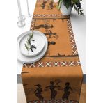 Pelangi Etnik Afrika Desenli Leke Tutmaz Kumaş Salon Mutfak Masa Değişik Ranır Modelleri Runner, Turuncu 40 x 140