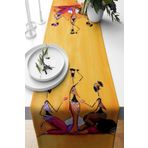 Pelangi Etnik Afrikaları Kadınlar Desenli Leke Tutmaz Kumaş Salon Mutfak Masa Değişik Ranır Modelleri Runner, Hardal 40 x 140