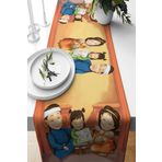 Pelangi Etnik Desenli Leke Tutmaz Kumaş Salon Mutfak Masa Değişik Ranır Modelleri Runner, Sarı-Turuncu 40 x 140