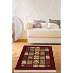 Pelangi Etnik Motifler Desenli Dijital Baskı Yıkanabilir Modern Salon Halı Ve Yolluk (bordo), Bordo 120 x 180