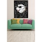 Pelangi Everything Will Be Ok Mesajlı Köpekli Leke Tutmaz Kadife Kumaş Duvar Örtüsü Duvar Halısı Tapestry WLLwd514, 140 x 140