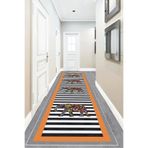 Pelangi Fil Desenli Etnik Dijital Baskı Yıkanabilir Modern Salon Filli Halı ve Yolluk (Turuncu), Turuncu 80 x 150, 95551222801507