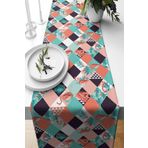 Pelangi Filamingo Desen Leke Tutmaz Kumaş Salon Mutfak Masa Değişik Ranır Modelleri Runner, Siyah-Turuncu-Mavi 40 x 140