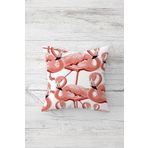 Pelangi Flamingo Desen Çift Tarafı Baskılı Gizli Fermuarlı Yastık Kılıfı Kırlent Koltuk Yastık Kılıfı, beyaz-pembe 45 x 45