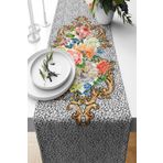 Pelangi Flowers Leke Tutmaz Kumaş Salon Mutfak Masa Değişik Ranır Modelleri Runner, Gri 40 x 140