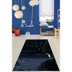Pelangi Gece Gökyüzündeki Yıldızlar Yıkanabilir Kaymaz Taban Leke Tutmaz Çocuk Odası Halısı, Lacivert 80 x 50
