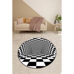 Pelangi Geometrik 3 Boyutlu Desenli Dijital Baskı Yıkanabilir Kaymaz Taban Spor Yuvarlak Halı, Beyaz 60 x 60, 9998004806006005