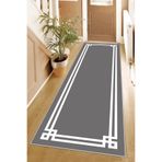 Pelangi Geometrik Desenli Dijital Baskı Yıkanabilir Kaymaz Taban Düz Model Salon Halısı ve Yolluk, Gri 40 x 40, 9554126240407