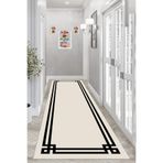 Pelangi Geometrik Desenli Dijital Baskı Yıkanabilir Kaymaz Taban Düz Model Salon Halısı ve Yolluk, Vizon-Siyah 100 x 250, 955412641002507