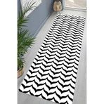 Pelangi Geometrik Desenli Dijital Baskı Yıkanabilir Kaymaz Taban Modern Desen Salon Halı, Siyah-Beyaz 100 x 200, 95551541002007