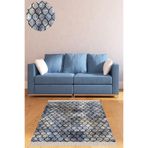 Pelangi Geometrik Desenli Dijital Baskı Yıkanabilir Kaymaz Taban Modern Kilim Desen Salon Halı (mavi), Mavi 60 x 200