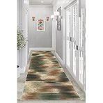 Pelangi Geometrik Desenli Renkli Dijital Baskı Yıkanabilir Kaymaz Taban Etnik Kilim Model Salon Halısı, Kahverengi 80 x 200, 95555120802007