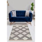Pelangi Geometrik Karo Desenli Dijital Baskı Yıkanabilir Kaymaz Taban Etnik Kilim Desen Salon Halı, Gri 160 x 230, 70016023005
