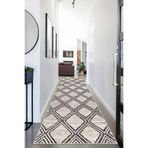 Pelangi Geometrik Karo Desenli Dijital Baskı Yıkanabilir Kaymaz Taban Etnik Kilim Desen Salon Halı, Gri-Bej 80 x 50, 95557000800507
