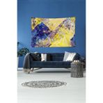 Pelangi Geometrik Renk Bloklu Leke Tutmaz Kadife Dokulu Kumaş Duvar Örtüsü Duvar Halısı Tapestry WLL303, 140 x 140