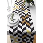 Pelangi Geometrik Şekiller Baskılı Leke Tutmaz Kumaş Salon Mutfak Masa Değişik Ranır Modelleri Runner, Kahverengi-Siyah-Beyaz 40 x 140