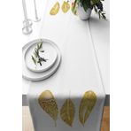 Pelangi Gold Yaprak Leke Tutmaz Kumaş Salon Mutfak Masa Değişik Ranır Modelleri Runner, Beyaz-Sarı 40 x 140