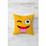 Pelangi Göz Kırpan Emoji Çift Tarafı Baskılı Gizli Fermuarlı Yastık Kılıfı Kırlent Koltuk Yastık Kılıfı, hardal 45 x 45, 2469133045451