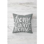 Pelangi Gri Home Sweet Home Yazılı Çift Tarafı Baskılı Gizli Fermuarlı Yastık Kılıfı Kırlent Yastık Kılıfı, gri 45 x 45