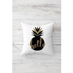 Pelangi Hello Yazılı Ananas Çift Tarafı Baskılı Gizli Fermuarlı Yastık Kılıfı Kırlent Koltuk Yastık Kılıfı, beyaz-gri-gold 45 x 45