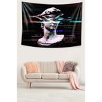 Pelangi Heykel Kafası Desen Leke Tutmaz Kadife Dokulu Kumaş Duvar Örtüsü Duvar Halısı Tapestry WLL187, 100 x 140