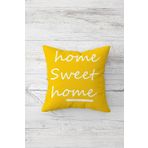 Pelangi Home Sweet Home Çift Tarafı Baskılı Gizli Fermuarlı Yastık Kılıfı Kırlent Koltuk Yastık Kılıfı, sarı-beyaz 45 x 45