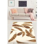 Pelangi İskandinav Bohem Tarz Leopar Kuş Tüylü Yıkanabilir Kaymaz Taban Leke Tutmaz Salon Halısı Yoluk, Krem-Kahverengi 160 x 350
