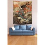 Pelangi Japon Kız Leke Tutmaz Kumaş Duvar Örtüsü Duvar Halısı Tapestry PNTR267, 100 x 140