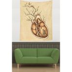 Pelangi Kalpteki Tabiat Ve Kuş Yuvası Leke Tutmaz Kumaş Duvar Örtüsü Duvar Halısı Tapestry PNTR043, 140 x 140