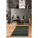 Pelangi Kilim Desenli Etnik Dijital Baskı Yıkanabilir Kaymaz Taban Modern Salon Halı Ve Yolluk, Yeşil 100 x 500