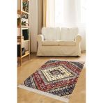 Pelangi Kilim Desenli Etnik Dijital Baskı Yıkanabilir Otantik Salon Halı Ve Yolluk, Bordo 160 x 350