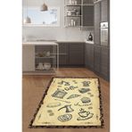 Pelangi Kitchen Kahve Fincan Coffe Dijital Baskı Yıkanabilir Kaymaz Taban Leke Tutmaz Mutfak Halısı, Sarı 40 x 40