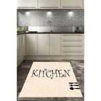 Pelangi Kitchen Rules Dijital Baskılı Kaymaz Taban Yıkanabilir Leke Tutmaz Mutfak Halısı, Krem 130 x 180