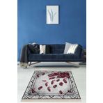 Pelangi Kuş Tüyü Desenli Çerçeveli Dijital Baskı Yıkanabilir Kaymaz Taban Salon Halısı Ve Yolluk (bordo), Bordo 180 x 250