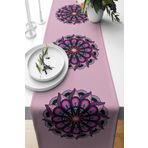 Pelangi Lila Mandala Desenli Leke Tutmaz Kumaş Salon Mutfak Masa Değişik Ranır Modelleri Runner, Lila 40 x 140