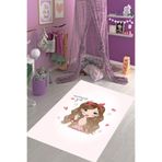 Pelangi Make Up Girl Kız Desenli Dijital Baskı Yıkanabilir Kaymaz Taban Genç Kız Odası Halısı, Beyaz-Pembe 80 x 350