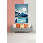 Pelangi Mavi Ay Tutulması Leke Tutmaz Kadife Kumaş Duvar Örtüsü Duvar Halısı Tapestry DWLL324, 100 x 140