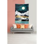 Pelangi Mavi-Beyaz Ay Tutulması Leke Tutmaz Kadife Kumaş Duvar Örtüsü Duvar Halısı Tapestry DWLL326, 70 x 100