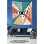 Pelangi Mavi Göz Desen Leke Tutmaz Kumaş Duvar Örtüsü Duvar Halısı Tapestry PNTR225, 100 x 140
