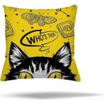 Pelangi Meraklı Kedi Çift Tarafı Baskılı Gizli Fermuarlı Yastık Kılıfı Kırlent Koltuk Yastık Kılıfı, Sarı-Siyah 43 x 43 - Option-1 - 001-Renkli