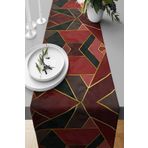 Pelangi Mermer Desenli Leke Tutmaz Kumaş Salon Mutfak Masa Değişik Ranır Modelleri Runner, Bordo-Gold 40 x 140