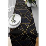 Pelangi Mermer Desenli Leke Tutmaz Kumaş Salon Mutfak Masa Değişik Ranır Modelleri Runner, Lacivert-Gold 40 x 140