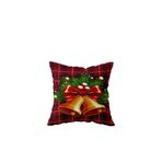 Pelangi Merry Christmas Yılbaşı Çanı Tema Çift Taraflı Gizli Fermuar Kırlent Koltuk Yastık Kılıfı, Bordo-Lacivert 43 x 43