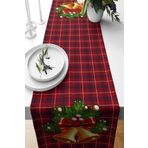 Pelangi Merry Christmas Yılbaşı Çanı Tema Leke Tutmaz Kumaş Salon Mutfak Masa Değişik Ranır Modeli Runner, Bordo-Lacivert 40 x 140