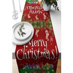 Pelangi Merry Christmas Yılbaşı Hediye Tema Leke Tutmaz Kumaş Salon Mutfak Masa Değişik Ranır Modeli Runner, Bordo-Beyaz-Yeşil 40 x 140