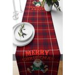 Pelangi Merry Christmas Yılbaşı Temalı Leke Tutmaz Kumaş Salon Mutfak Masa Değişik Ranır Modelleri Runner, Bordo 40 x 140