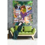 Pelangi Mutlu Hayvansever Kız Temalı Leke Tutmaz Kumaş Duvar Örtüsü Duvar Halısı Tapestry PNTR048, 70 x 70