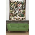 Pelangi Mutlu Hissettiren Müzik Temalı Leke Tutmaz Kumaş Duvar Örtüsü Duvar Halısı Tapestry PNTR055, 35 x 50